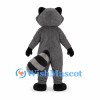 Gray Raccoon Mascot Costume with Black Mask and Striped Tail