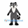 Gray Raccoon Mascot Costume with Black Mask and Striped Tail