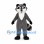 Gray Raccoon Mascot Costume with Black Mask and Striped Tail