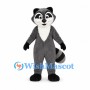 Gray Raccoon Mascot Costume with Black Mask and Striped Tail