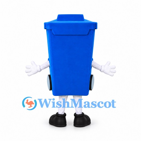 Blue Wheelie Bin Mascot Costume with Smiling Face