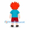 Boy Mascot Costume with Orange Spiky Hair and Turquoise Shirt