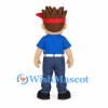 Boy Mascot Costume with Red Headband, Blue Shirt and Jeans