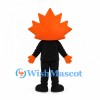 Maple Leaf Mascot Costume with Orange Head and Black Tracksuit