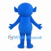 Blue Monster Mascot Costume with Pointed Ears and Spiral Belly