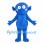 Blue Monster Mascot Costume with Pointed Ears and Spiral Belly