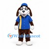 Brown Dog Mascot Costume with Glasses and Blue Baseball Shirt