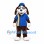 Brown Dog Mascot Costume with Glasses and Blue Baseball Shirt