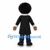 Man Mascot Costume with Black Robe and Curly Hair