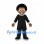 Man Mascot Costume with Black Robe and Curly Hair
