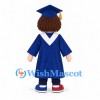 Graduate Mascot Costume with Blue Gown and Square Cap