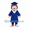 Graduate Mascot Costume with Blue Gown and Square Cap