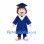 Graduate Mascot Costume with Blue Gown and Square Cap