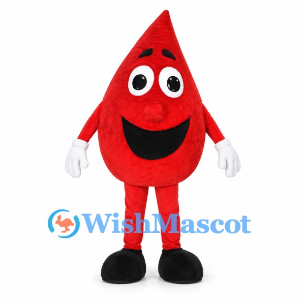 Red Blood Drop Mascot Costume with White Gloves