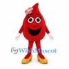 Red Blood Drop Mascot Costume with Purple Flower and Yellow Shoes