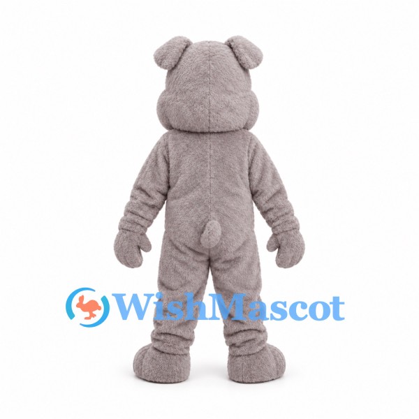 Gray Bulldog Mascot Costume with Large White Teeth