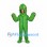 Green Cactus Mascot Costume with Yellow Stripes and Face Opening