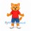 Orange Cat Mascot Costume with Red Shirt and Blue Shorts