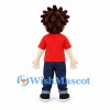 Boy Mascot Costume with Brown Spiky Hair and Red T-Shirt