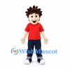 Boy Mascot Costume with Brown Spiky Hair and Red T-Shirt