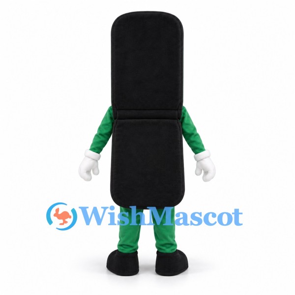 Black Flip Phone Mascot Costume with Green Arms and Legs