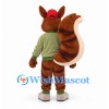 Squirrel Mascot Costume with Red Cap and Green Jacket