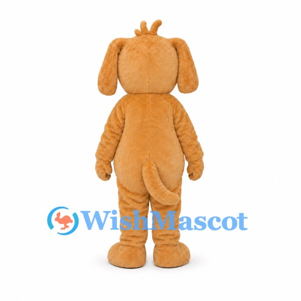 Golden Dog Mascot Costume with Floppy Ears and Pink Tongue