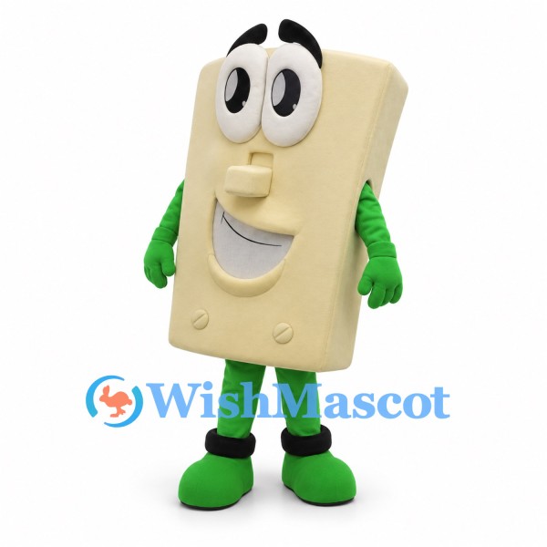 Cheese Block Mascot Costume with Green Arms and Legs