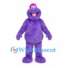 Purple Monster Mascot Costume with Pink Hair Tuft