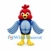 Rooster Mascot Costume with Red Head and Blue Striped Wings
