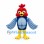 Rooster Mascot Costume with Red Head and Blue Striped Wings