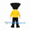 Boy Mascot Costume with Black Spiky Hair and Yellow Shirt