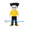 Boy Mascot Costume with Black Spiky Hair and Yellow Shirt