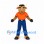 Bull Mascot Costume with Orange Shirt and Blue Trousers