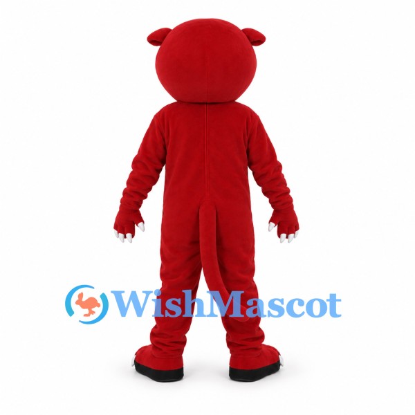 Red Panther Mascot Costume with White Fangs