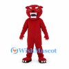 Red Panther Mascot Costume with White Fangs
