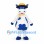 Blue and White Cow Mascot Costume with Yellow Hat and Scarf
