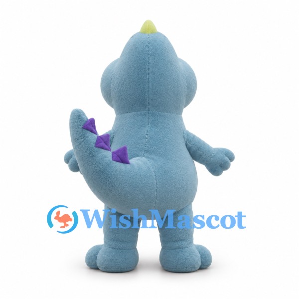 Light Blue Dinosaur Mascot Costume with Purple Back Spikes