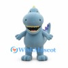 Light Blue Dinosaur Mascot Costume with Purple Back Spikes