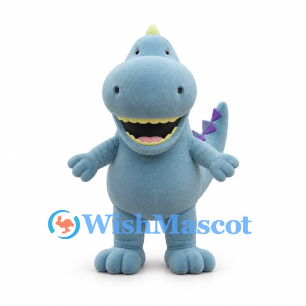 Light Blue Dinosaur Mascot Costume with Purple Back Spikes