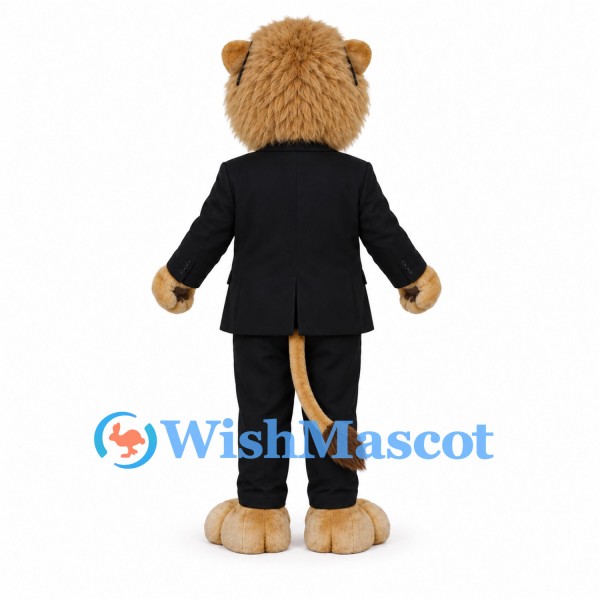 Lion Mascot Costume with Black Suit and Sunglasses