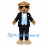 Lion Mascot Costume with Black Suit and Sunglasses