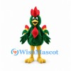Green Rooster Mascot Costume with Red Comb and Yellow Legs