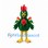 Green Rooster Mascot Costume with Red Comb and Yellow Legs