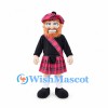 Man Mascot Costume with Red Tartan Kilt and Tam Hat