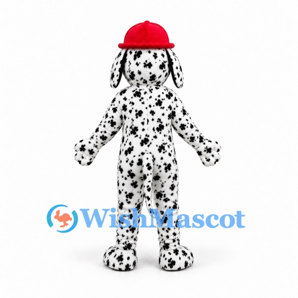Dalmatian Mascot Costume with Red Firefighter Helmet