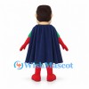 Superhero Mascot Costume with Green Suit and Navy Cape