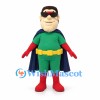 Superhero Mascot Costume with Green Suit and Navy Cape