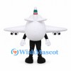 Airplane Mascot Costume with White Wings and Green Stripe