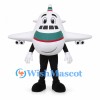 Airplane Mascot Costume with White Wings and Green Stripe